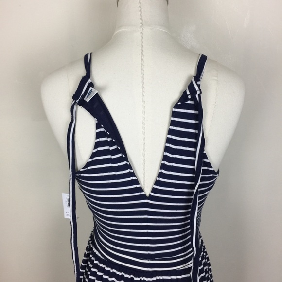 NWT Navy Striped [ TALL ] Ruffle Maxi Dress S & M - Picture 3 of 7